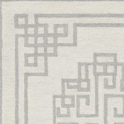 5' X 7' Ivory And Gray Wool Geometric Hand Tufted Area Rug