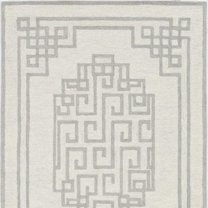 2' X 4' Gray And Ivory Wool Geometric Hand Tufted Area Rug