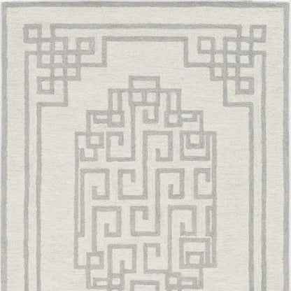 2' X 4' Gray And Ivory Wool Geometric Hand Tufted Area Rug
