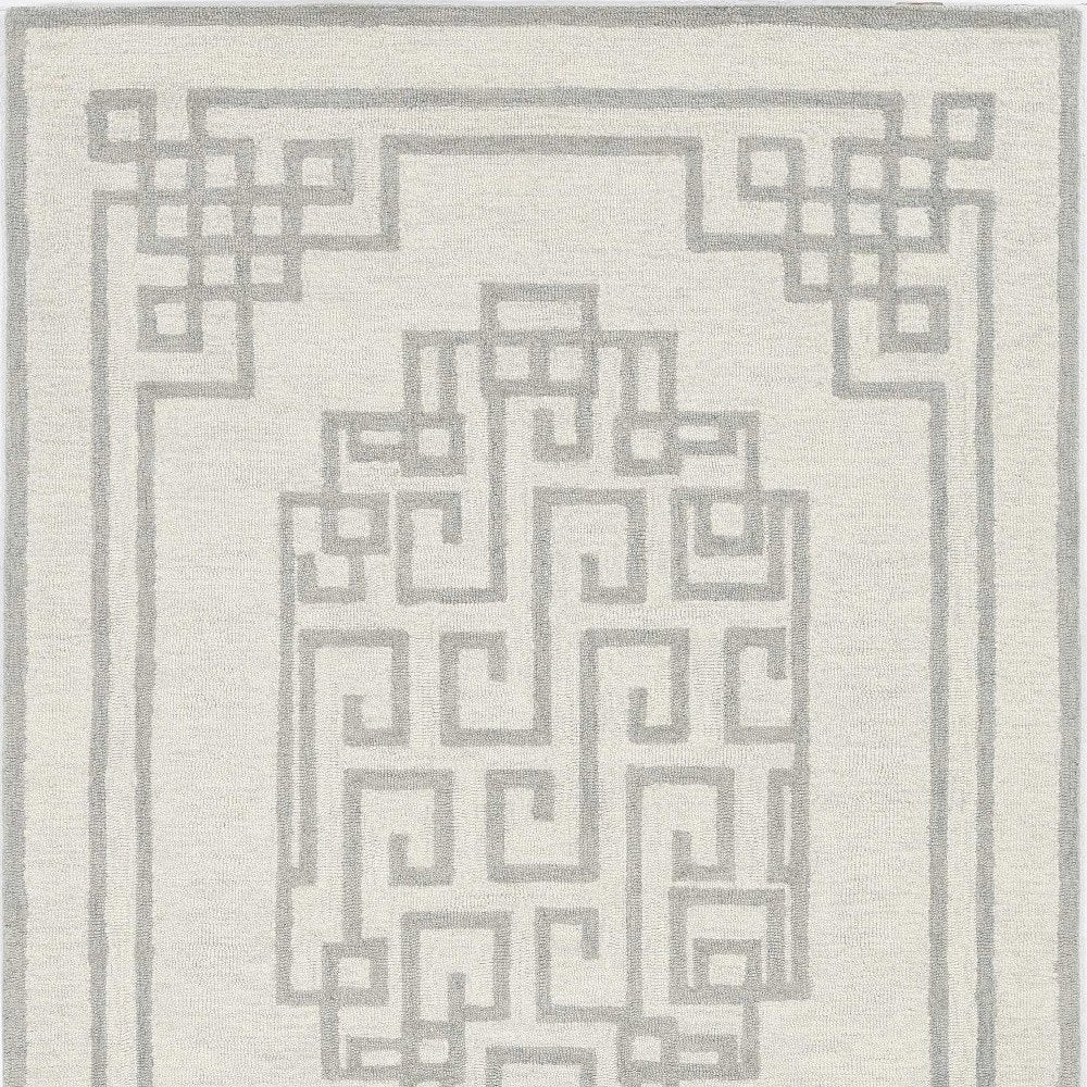 2' X 4' Gray And Ivory Wool Geometric Hand Tufted Area Rug