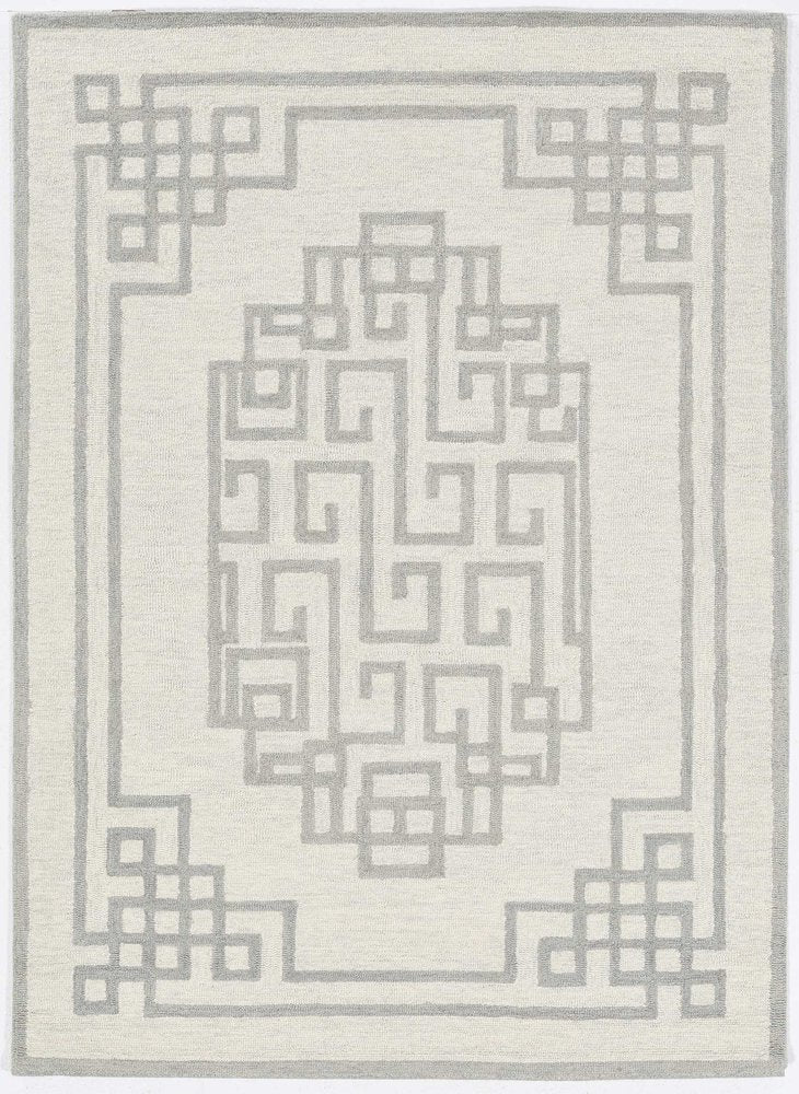2' X 4' Gray And Ivory Wool Geometric Hand Tufted Area Rug