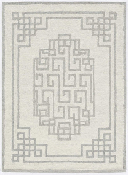 2' X 4' Gray And Ivory Wool Geometric Hand Tufted Area Rug