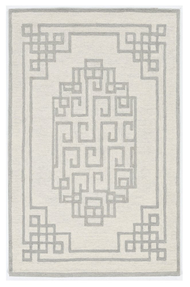 2' X 4' Gray And Ivory Wool Geometric Hand Tufted Area Rug