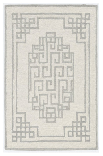2' X 4' Gray And Ivory Wool Geometric Hand Tufted Area Rug