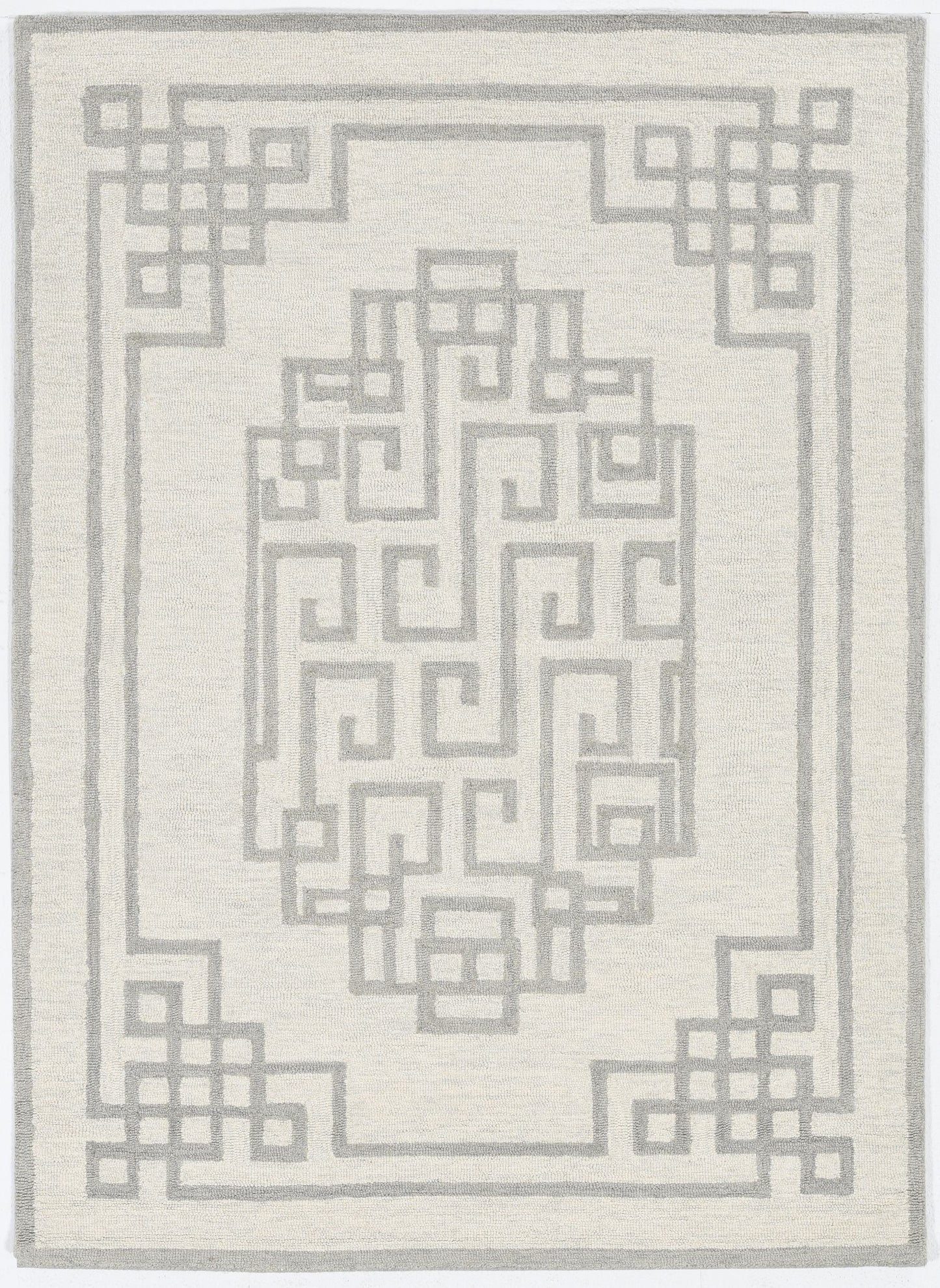 2' X 4' Gray And Ivory Wool Geometric Hand Tufted Area Rug