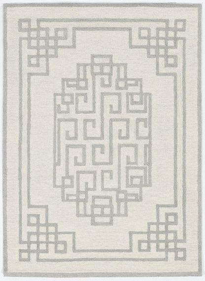 2' X 4' Gray And Ivory Wool Geometric Hand Tufted Area Rug