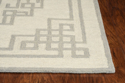 2' X 4' Gray And Ivory Wool Geometric Hand Tufted Area Rug