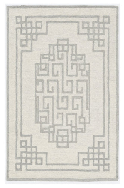 2' X 4' Gray And Ivory Wool Geometric Hand Tufted Area Rug