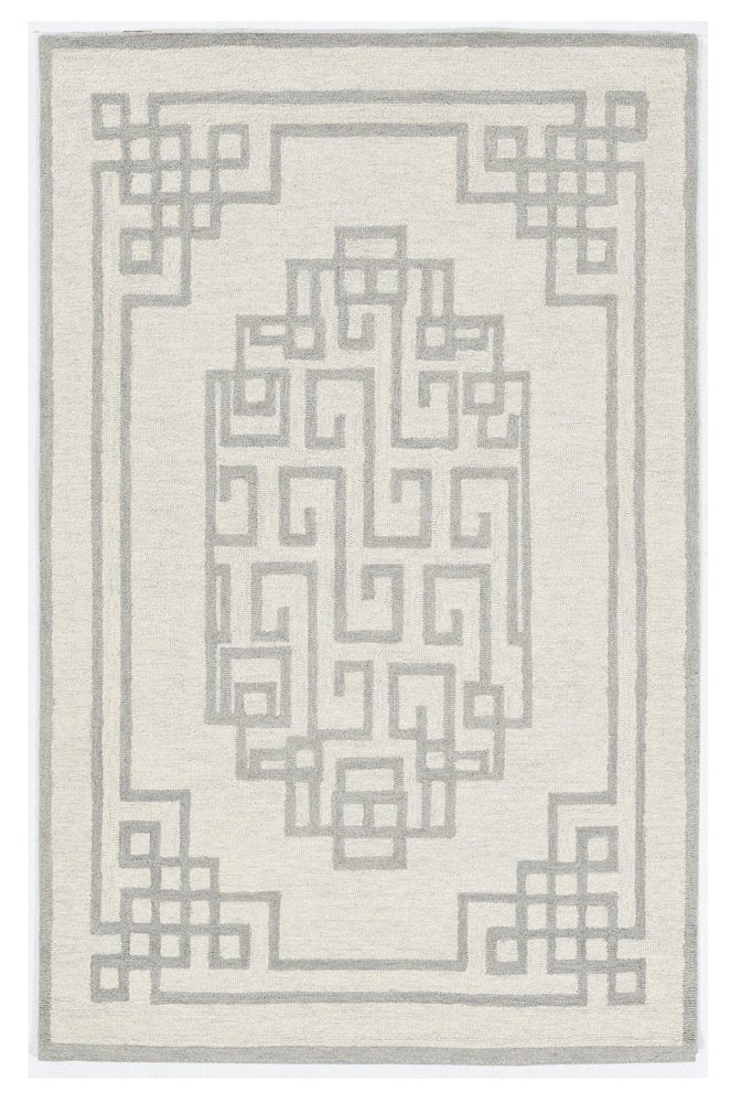 2' X 4' Gray And Ivory Wool Geometric Hand Tufted Area Rug
