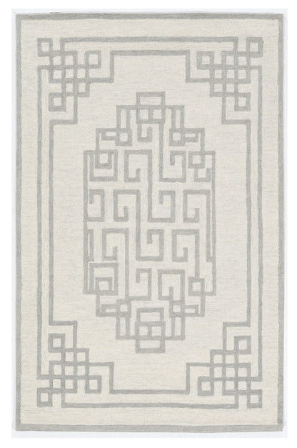 2' X 4' Gray And Ivory Wool Geometric Hand Tufted Area Rug