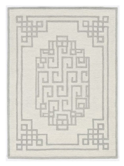 2' X 4' Gray And Ivory Wool Geometric Hand Tufted Area Rug