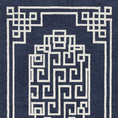 5' X 7' Navy Blue And Ivory Wool Geometric Hand Tufted Area Rug