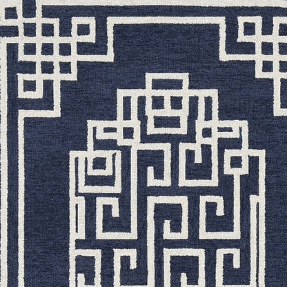 5' X 7' Navy Blue And Ivory Wool Geometric Hand Tufted Area Rug