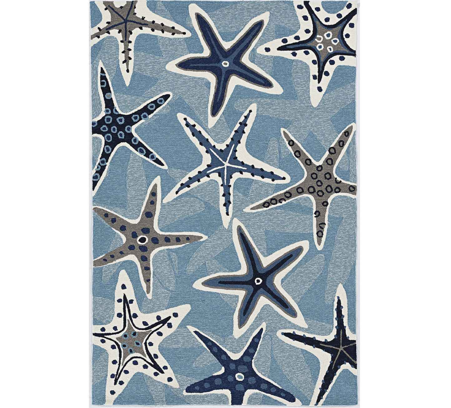 2' x 3' Blue Starfish Hand Tufted Area Rug