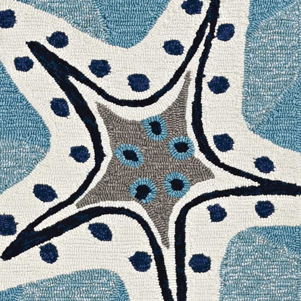 3' X 5' Blue Sand Dollar Indoor Outdoor Area Rug