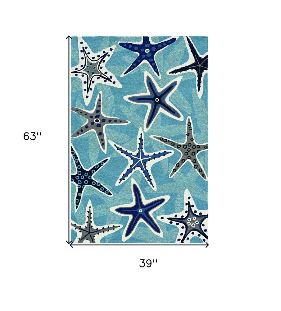 8' Blue Round Abstract Indoor Outdoor Area Rug