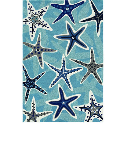 8' Blue Round Abstract Indoor Outdoor Area Rug