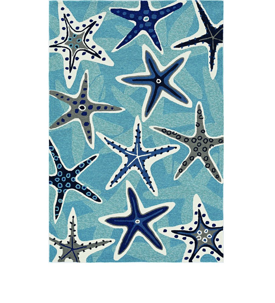 8' Blue Round Abstract Indoor Outdoor Area Rug