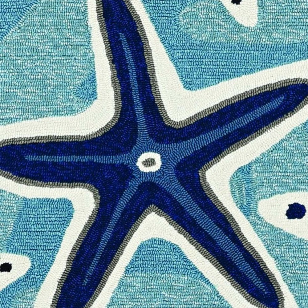 8' Blue Round Abstract Indoor Outdoor Area Rug