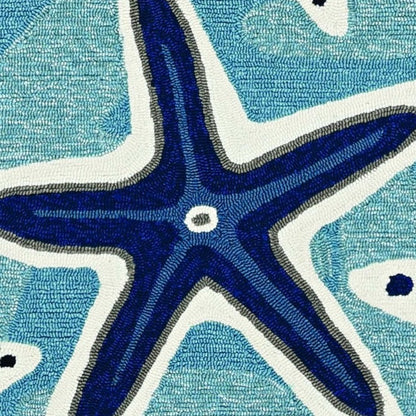 8' Blue Round Abstract Indoor Outdoor Area Rug