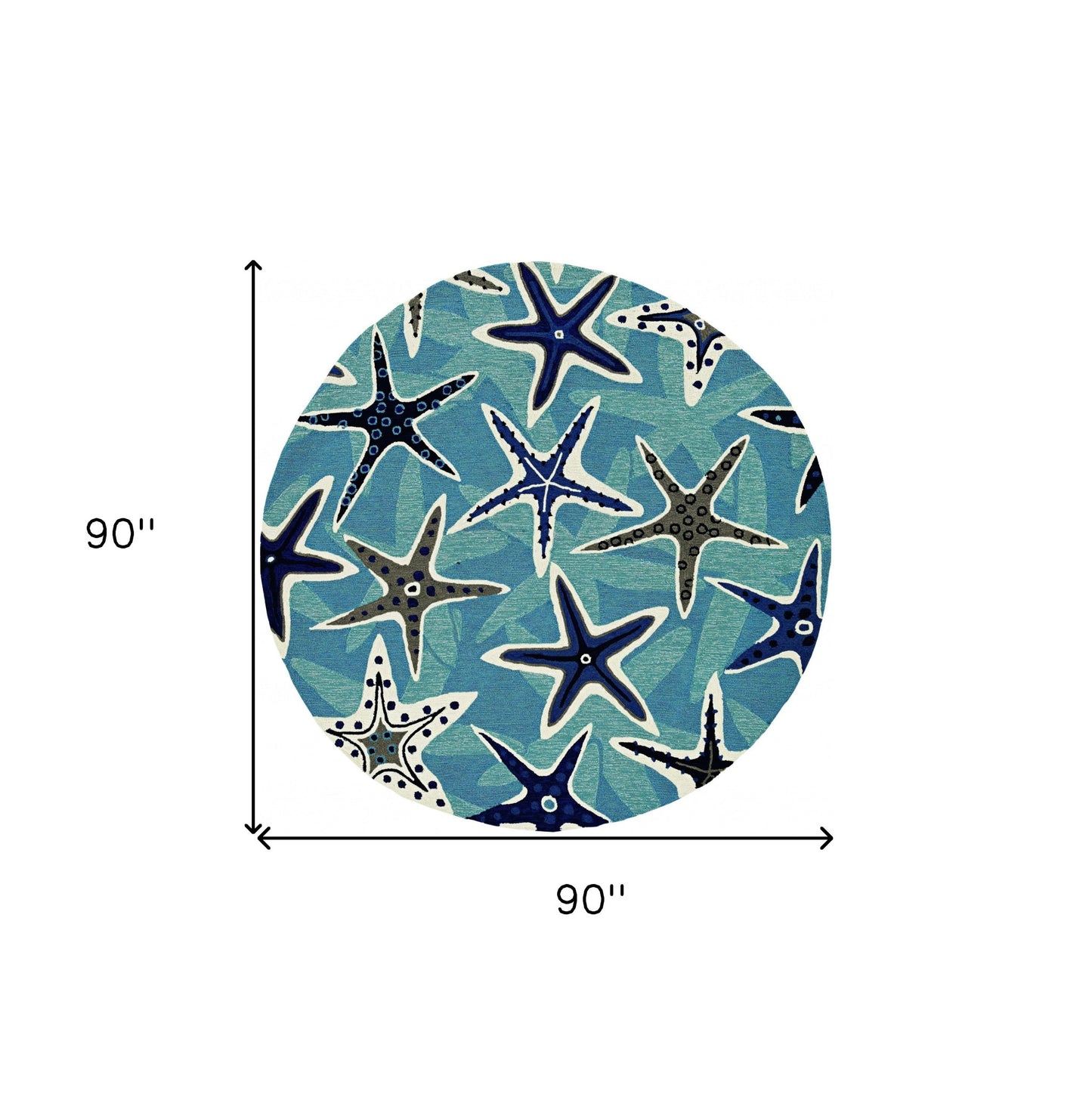 8' Blue Round Abstract Indoor Outdoor Area Rug