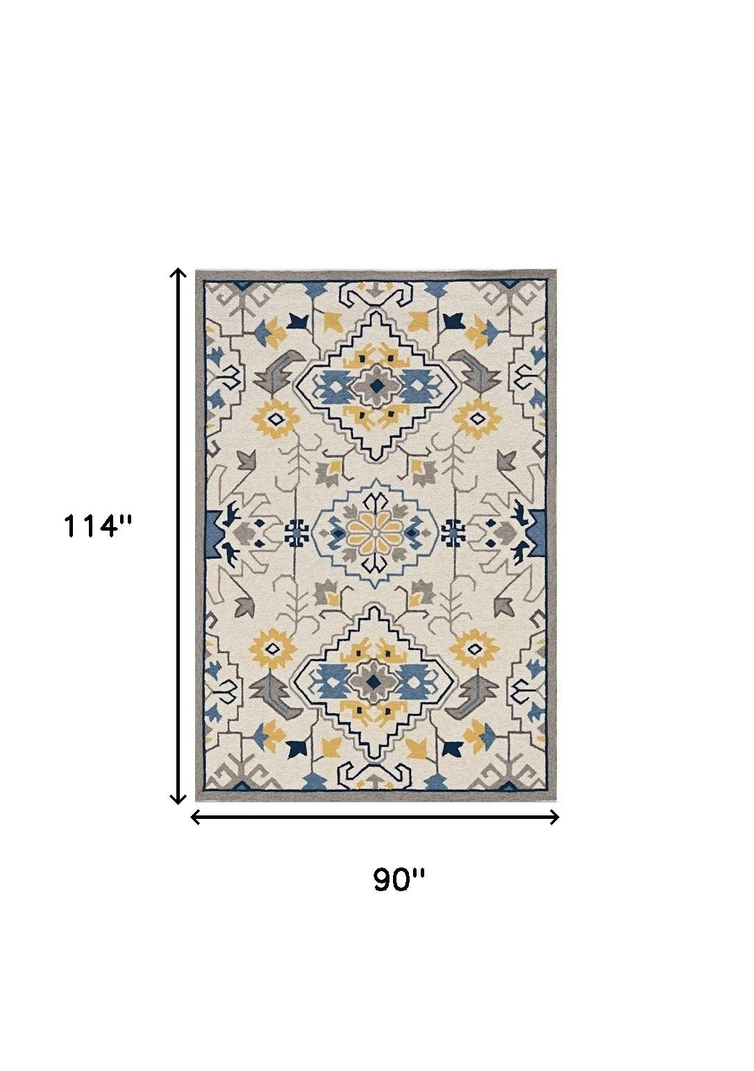 3' X 5' Ivory Mosaic Floral Area Rug