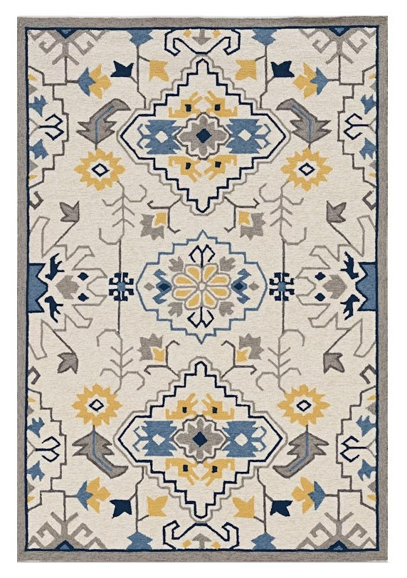 3' X 5' Ivory Mosaic Floral Area Rug