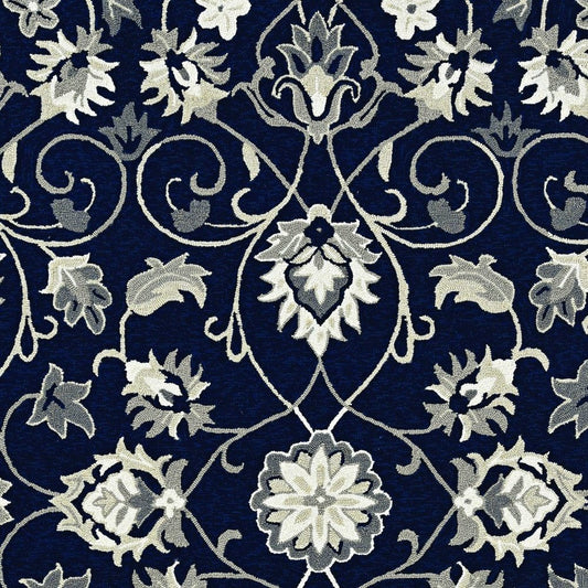 2' X 3' Navy Blue Floral Indoor Outdoor Area Rug