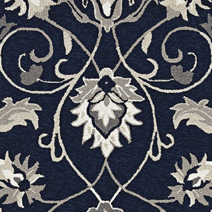 3' X 5' Navy Blue Floral Indoor Outdoor Area Rug