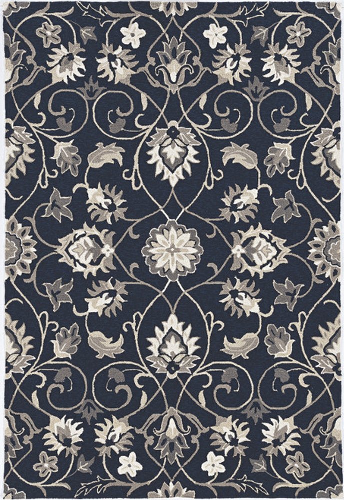 3' X 5' Navy Blue Floral Indoor Outdoor Area Rug