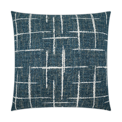 Square throw pillow in blue plaid check pattern; 24 x 24 in; modern home decor.