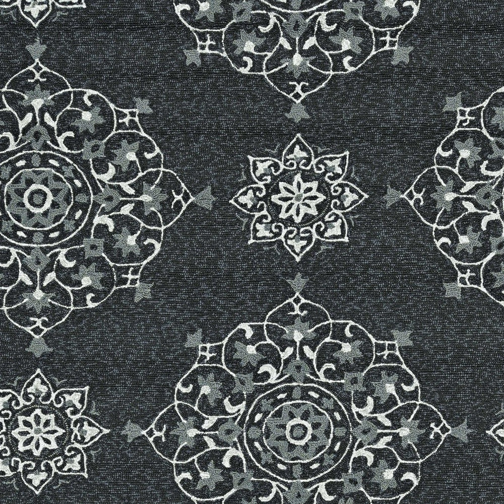 3' X 5' Charcoal Medallion Hand Tufted Area Rug