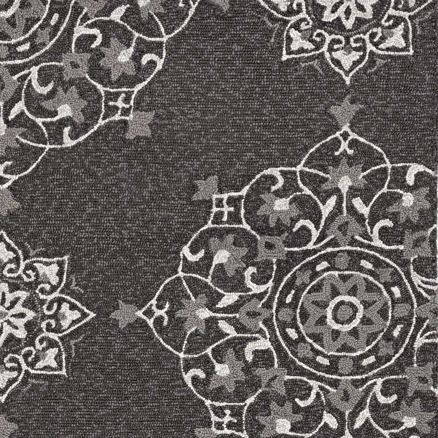 3' X 5' Charcoal Medallion Hand Tufted Area Rug