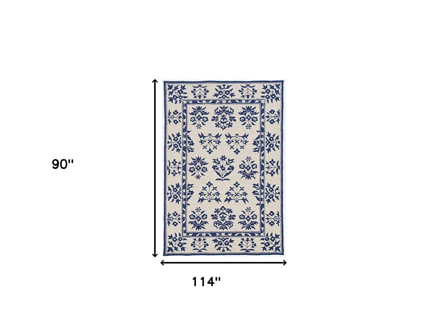 2' X 3' Blue Floral Handmade Indoor Outdoor Area Rug