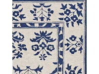 3' X 5' Blue Floral Handmade Indoor Outdoor Area Rug