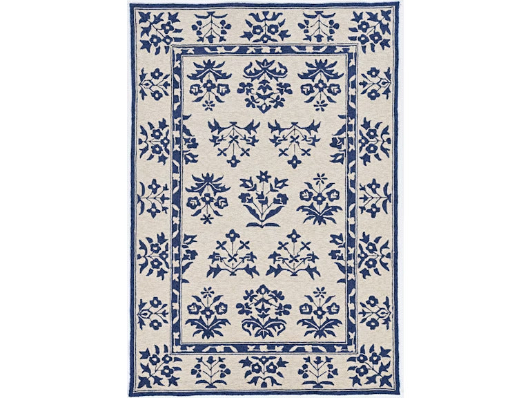 2' X 3' Blue Floral Handmade Indoor Outdoor Area Rug