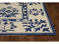 2' X 3' Blue Floral Handmade Indoor Outdoor Area Rug