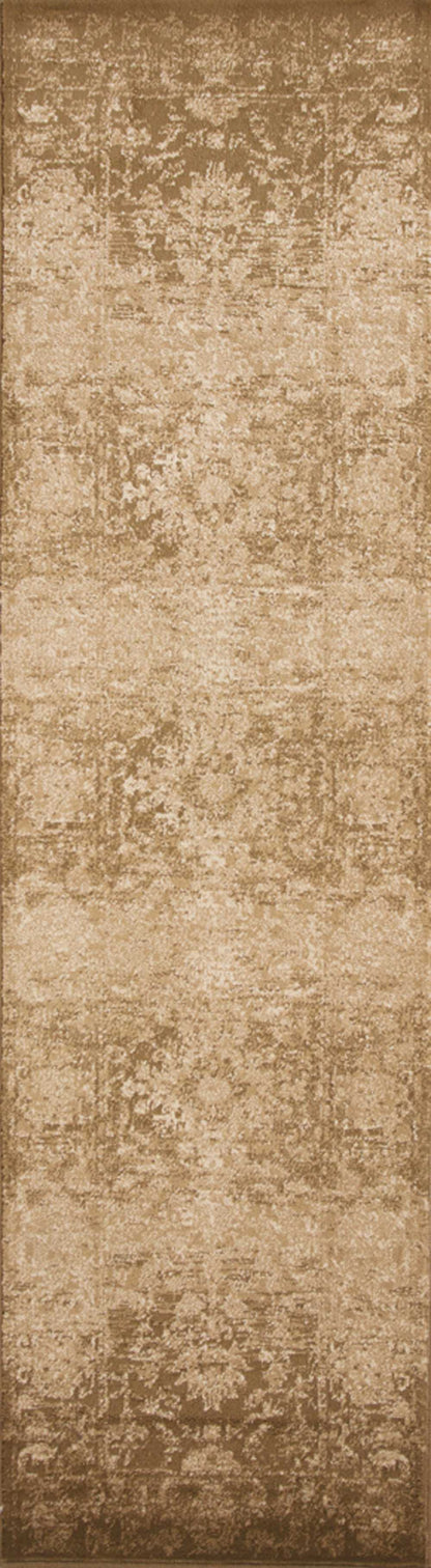8' Beige Machine Woven Distressed Floral Traditional Round Indoor Area Rug