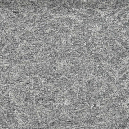 5' X 7' Gray And Light Gray Wool Floral Medallion Hand Tufted Area Rug