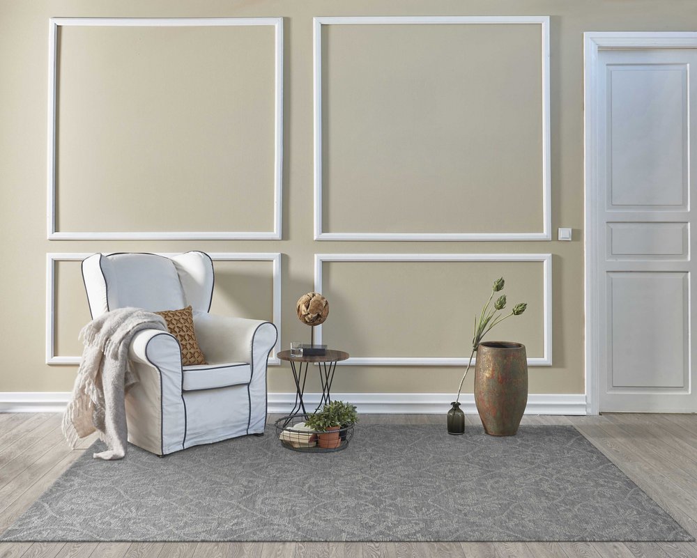 5' X 7' Gray And Light Gray Wool Floral Medallion Hand Tufted Area Rug