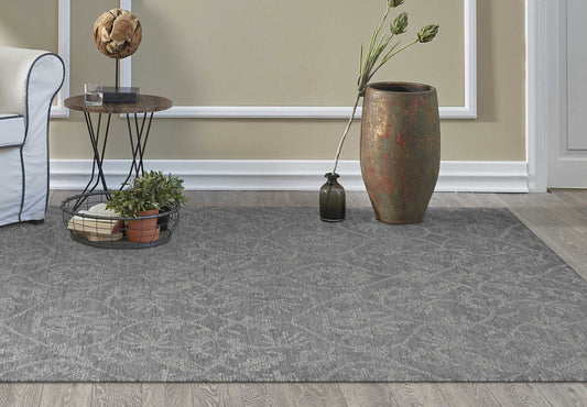 8' X 11' Grey Hand Tufted Space Dyed Ogee Indoor Area Rug