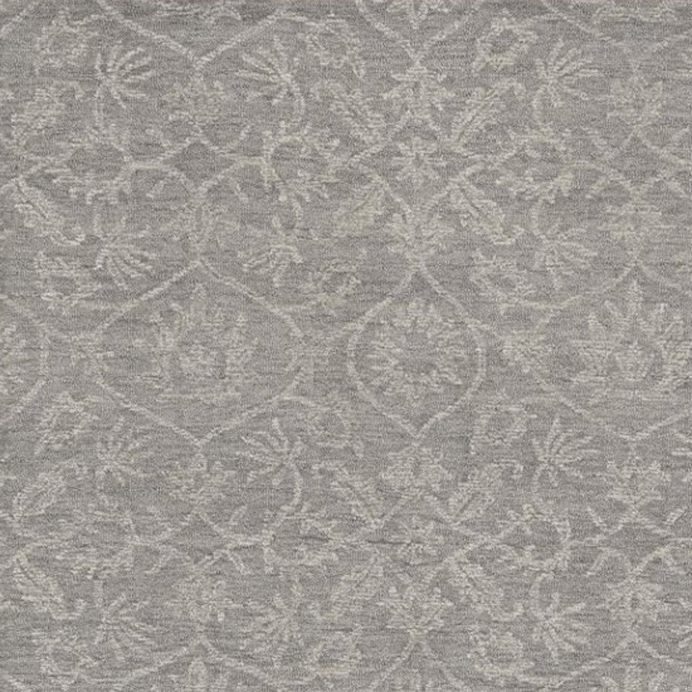 5' X 7' Gray And Light Gray Wool Floral Medallion Hand Tufted Area Rug