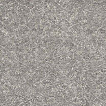 5' X 7' Gray And Light Gray Wool Floral Medallion Hand Tufted Area Rug