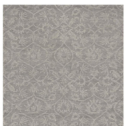 5' X 7' Gray And Light Gray Wool Floral Medallion Hand Tufted Area Rug