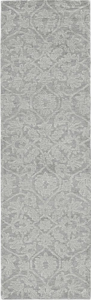 5' X 7' Gray And Light Gray Wool Floral Medallion Hand Tufted Area Rug