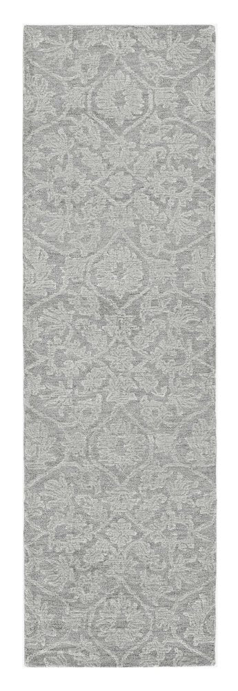 5' X 7' Gray And Light Gray Wool Floral Medallion Hand Tufted Area Rug