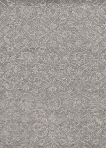 5' X 7' Gray And Light Gray Wool Floral Medallion Hand Tufted Area Rug