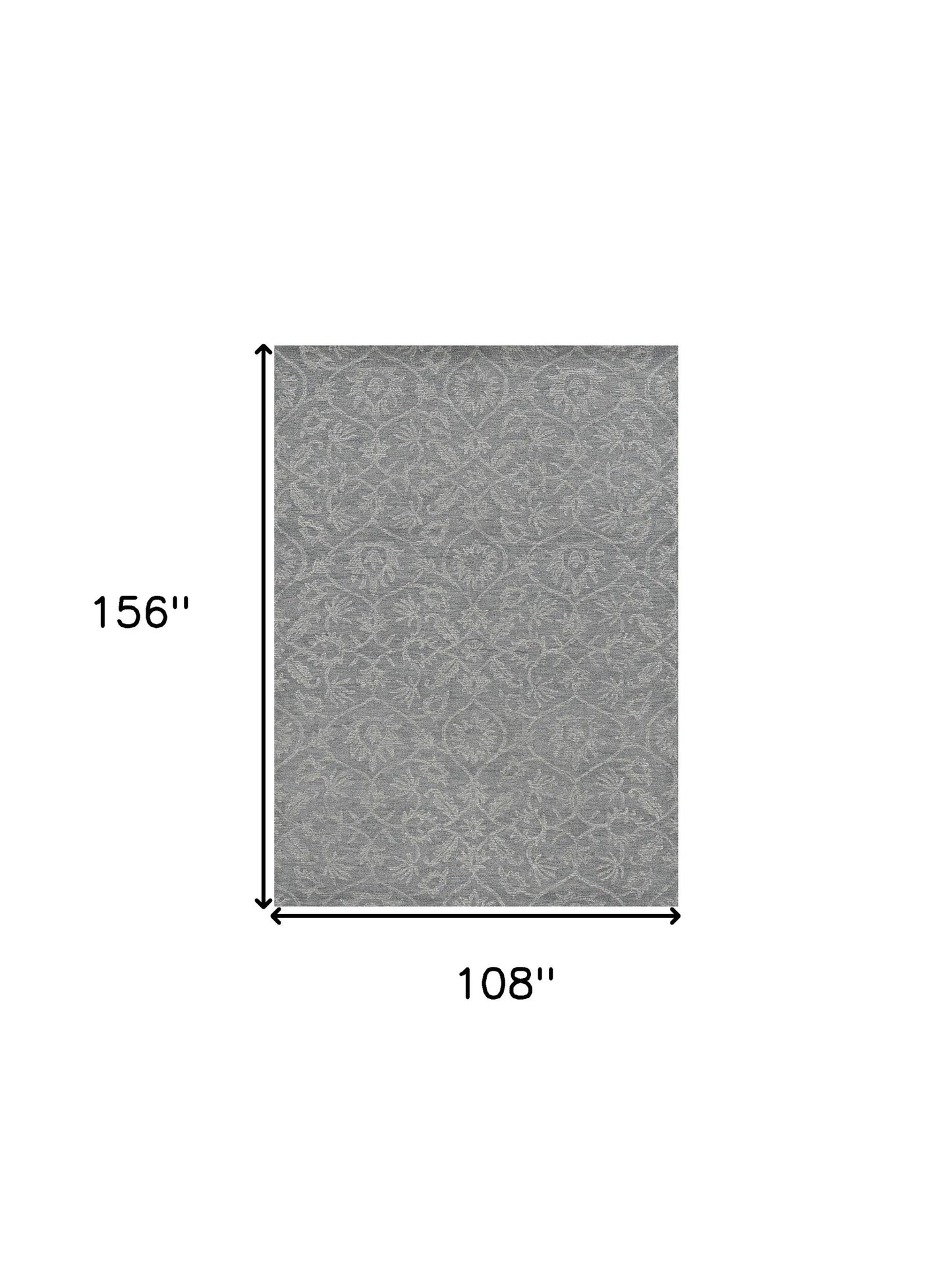 8' Grey Hand Tufted Space Dyed Floral Ogee Indoor Runner Rug