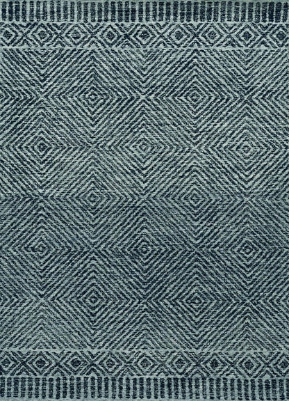 5' X 7' Gray And Black Wool Geometric Hand Tufted Area Rug