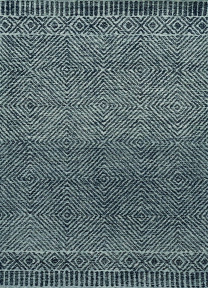 9' X 13' Gray And Black Wool Geometric Hand Tufted Area Rug